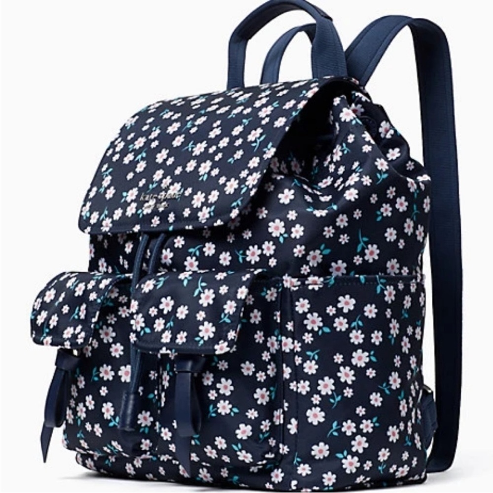 Kate Spade Carley Fleurette Nylon Flap Backpack - Picture 2 of 15